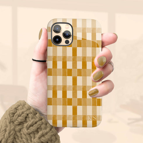 Custom Initials Tartan Plaid Checkerboard iPhone Case